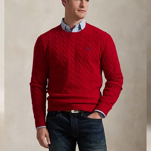 Polo Ralph Lauren Other - Polo Ralph Lauren Red Wool Cable Knit Sweater